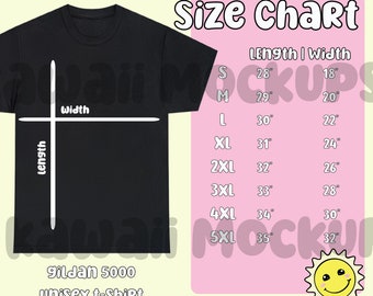 Cute Gildan 5000 Size Chart, Gildan 5000 T-shirt Size Chart, Gildan Unisex Heavy Cotton Tee Size Chart, Gi5000 Size Charts, G5000 Tshirts