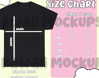 Gildan 5000 Size Chart, Gildan 5000 T-shirt Size Chart, Gildan Unisex Heavy Cotton Tee Size Chart, Gi5000 Size Charts, G5000 Tshirts