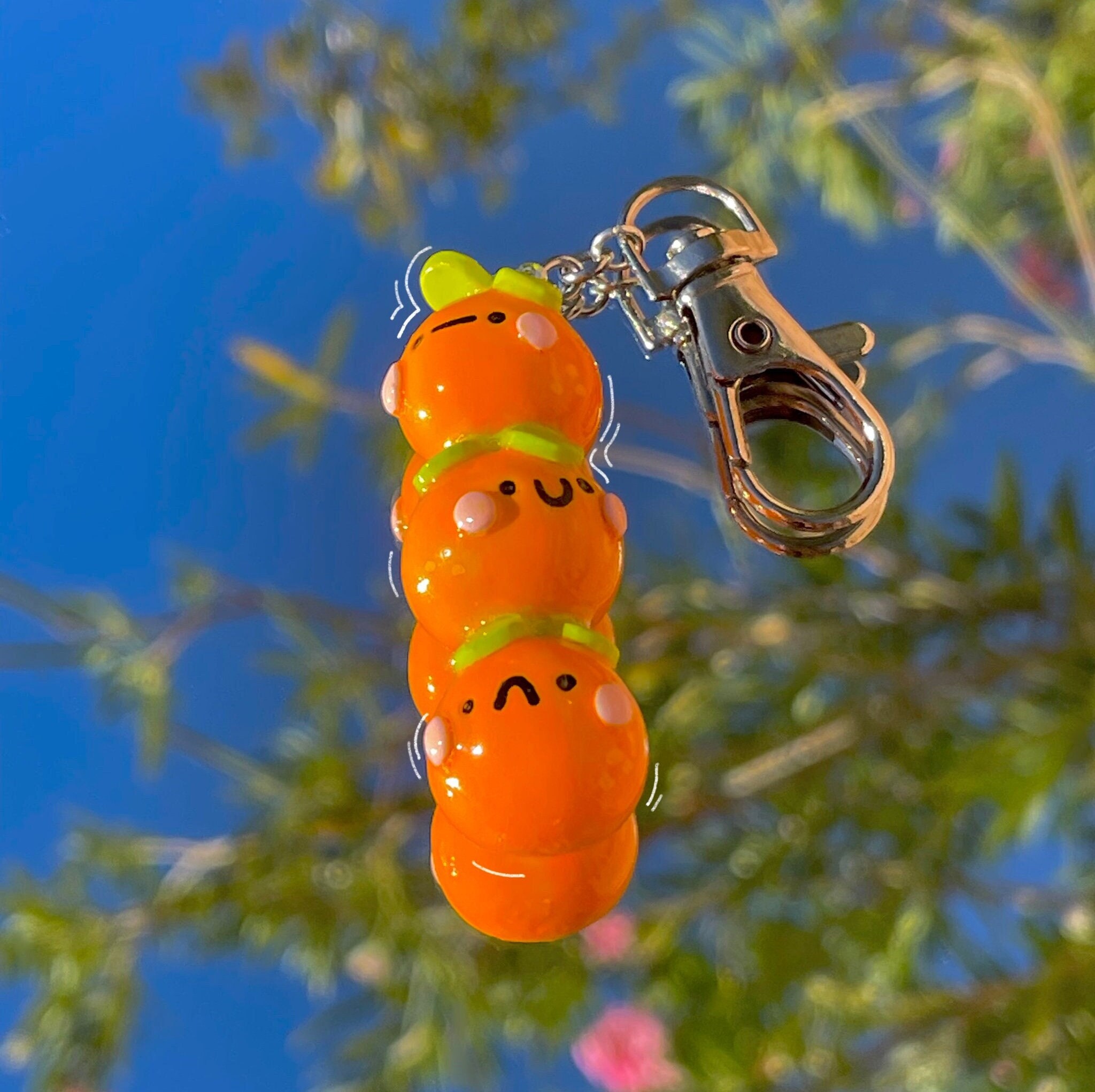 Stacked Oranges Polymer Clay Keychain