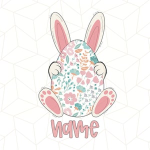 Doodle Easter Bubby PNG-Easter Sublimation Digital Design Download-Add Your Name png, Girly png, boho florals png, Customizable Bunny image 1