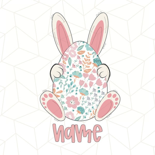 Doodle Easter Bubby PNG-Easter Sublimation Digital Design Download-Add Your Name  png, Girly png, boho florals png, Customizable Bunny