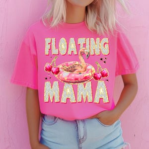 Floating Mama dtf Transfers bereit zum Pressen, direkt zum Film, Tshirt Transfer, Flamingo, Retro Sommer Dtf, Trendy DTF