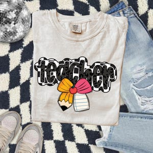 Insegnante DTF, Pressa a caldo per insegnamento carina e alla moda, leopardo DTF, Divertente e pronta da pressare, fiocco da insegnante civetta DTF