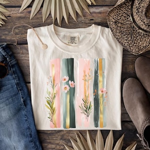 Floral Pinselstriche Dtf Transfers bereit zum Pressen, direkt zum Film, Tshirt Transfer, Frühling DTF, Trendy DTF, Boho Blumen, Boho Retro DTF