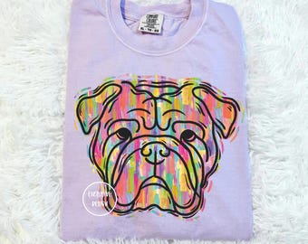 Colorful Bulldog Mascot Dtf Transfer, Ready to Press, Shirt Transfer, Heat Transfer, Direct to film Transfer, Go bulldogs