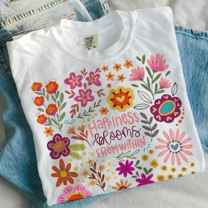 Floral Dtf Transfers bereit zum Pressen, direkt zum Film, Tshirt Transfer, Positivität Trendy DTF, Boho Blumen, Boho Retro DTF