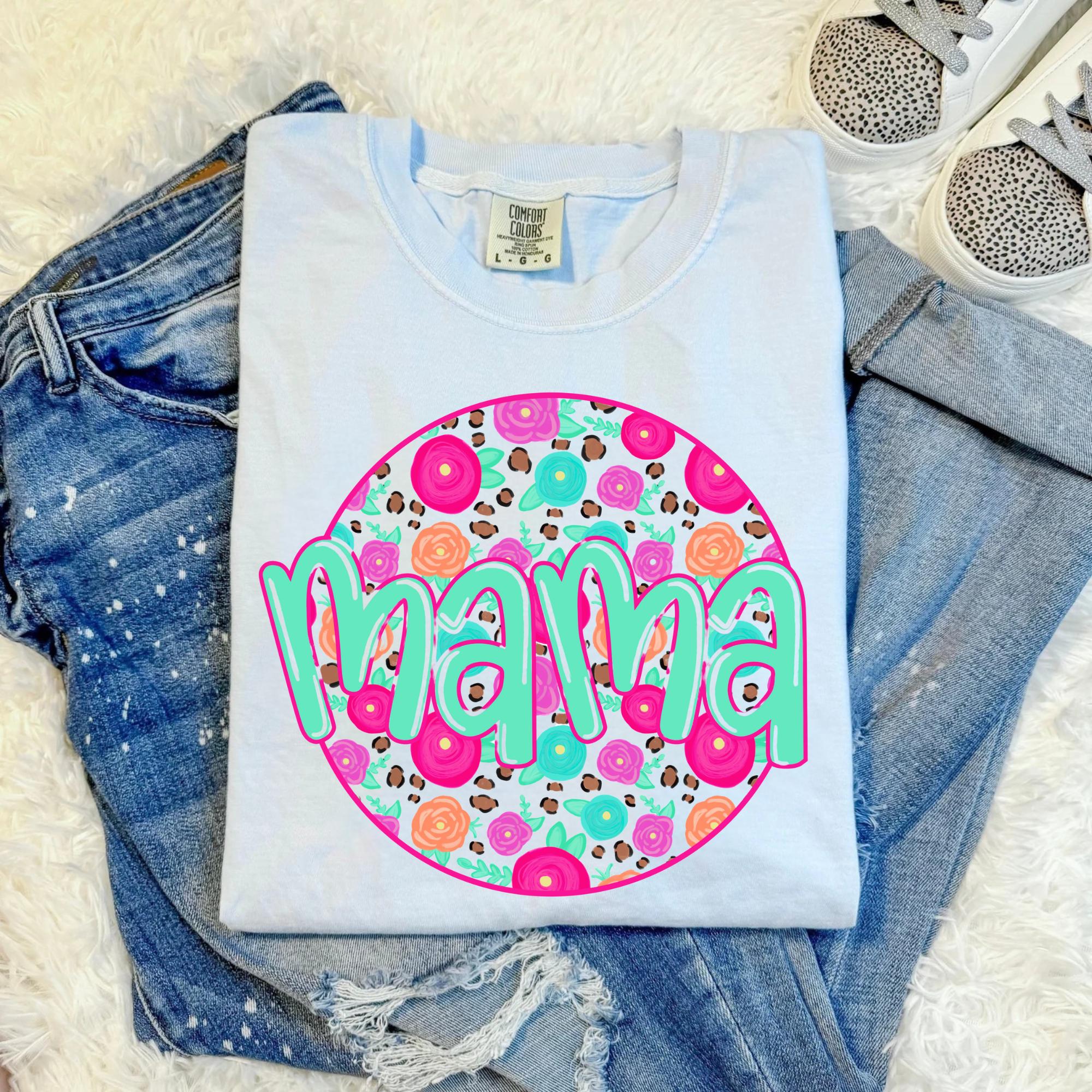 Mama Leopard DTF Transfer,Mama,Motherhood,Retro,Blessed,Retro,Floral,Heat Transfer,Ready to Press