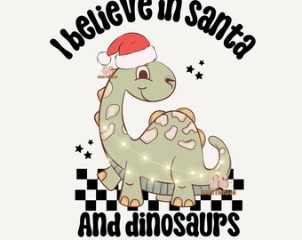 Christmas PNG- Dinosauras & Santa png, happy holidays png, boy Christmas png, winter png, retro Christmas png, toddler boy, christmas design