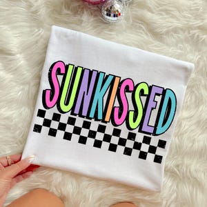 Sunkissed Neon karierte Dtf Transfers bereit zum Pressen, direkt zum Film, Tshirt Transfer, Sommer DTF, Trendy DTF