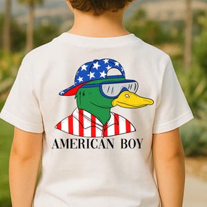 Trasferimenti DTF "Boy Duck", Trasferimento DTF "4th of July Boy", Trasferimenti a sublimazione, Trasferimenti DTF, Pronti per la stampa, American Boy DTF