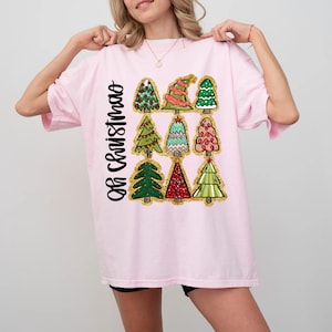 Christmas Tree DTF Transfer: Trendy Faux Glitter T-Shirt Design
