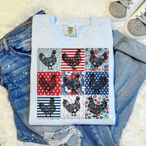 Hühner USA Dtf, bereit zum Aufbügeln, Tshirt transfers, Western dtf, Vintage Hühner, Bauernleben dtf, Boho Hühner dtf, 4.Juli