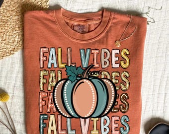 Fall Vibes DTF Transfer: Ready To Press, Trendy Pumpkin T-Shirt