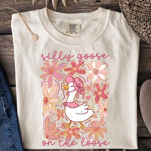 Dummer Gans auf der losen Dtf Transfer, bereit zum Pressen, Gans T-Shirt Aufbügeln, Floral Gans direkt zum Film