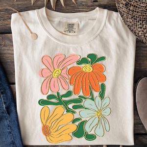 Floral Dtf Transfers bereit zum Pressen, direkt zum Film, Tshirt Transfer, Frühling DTF, Trendy DTF, Boho Blumen, Boho Retro DTF