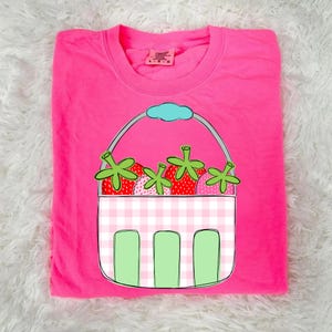 Erdbeerkorb dtf Transfers bereit zum Pressen, direkt zum Film, Tshirt Transfer, Erdbeere Preppy DTF, Trendy DTF, Coquette Bow -mini dtf