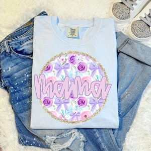 Transferts DTF Mama, prêt à imprimer, film direct, transfert de t-shirt, DTF fête des mères, DTF tendance, Coquette Mama, DTF preppy