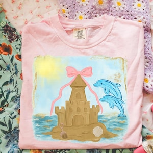 Transfert Dtf d'été, plage de château de sable prêt à presser, transfert Dtf d'été pour chemise, transfert Dtf d'été doux