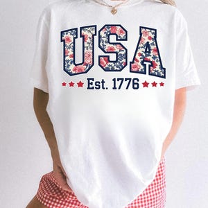 Florale USA DTF, 4. Juli Grafik dtf Transfer, Vaterländischen Dtf Transfer, bereit, Dtf Transfer zu drücken