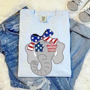 Elefante americano (DTF), transferencia gráfica (DTF) del 4 de julio, transferencia DTF del Día de los Caídos, transferencia DTF lista para imprimir del 4 de julio