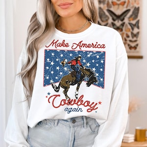 DTF de l'ouest des États-Unis, transfert Dtf graphique du 4 juillet, Make America Cowboy again, transfert Dtf du 4 juillet Ready To Press Transfer