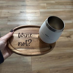Acacia Wood Wine Glass Appetizer Plate | Cocktail Cheese Board