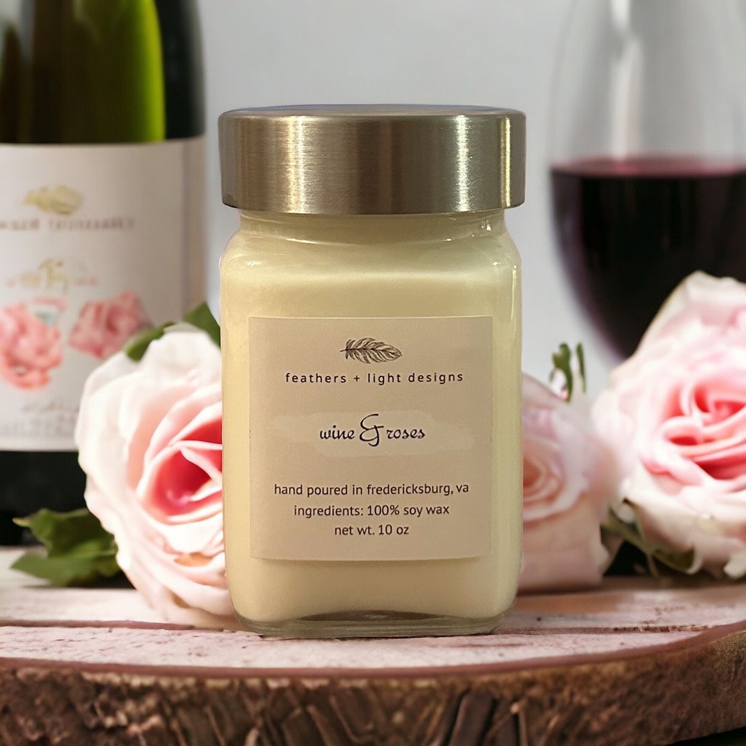 100 Soy Wax Candle Wine and Roses Candle Unique Candle Gifts Hand