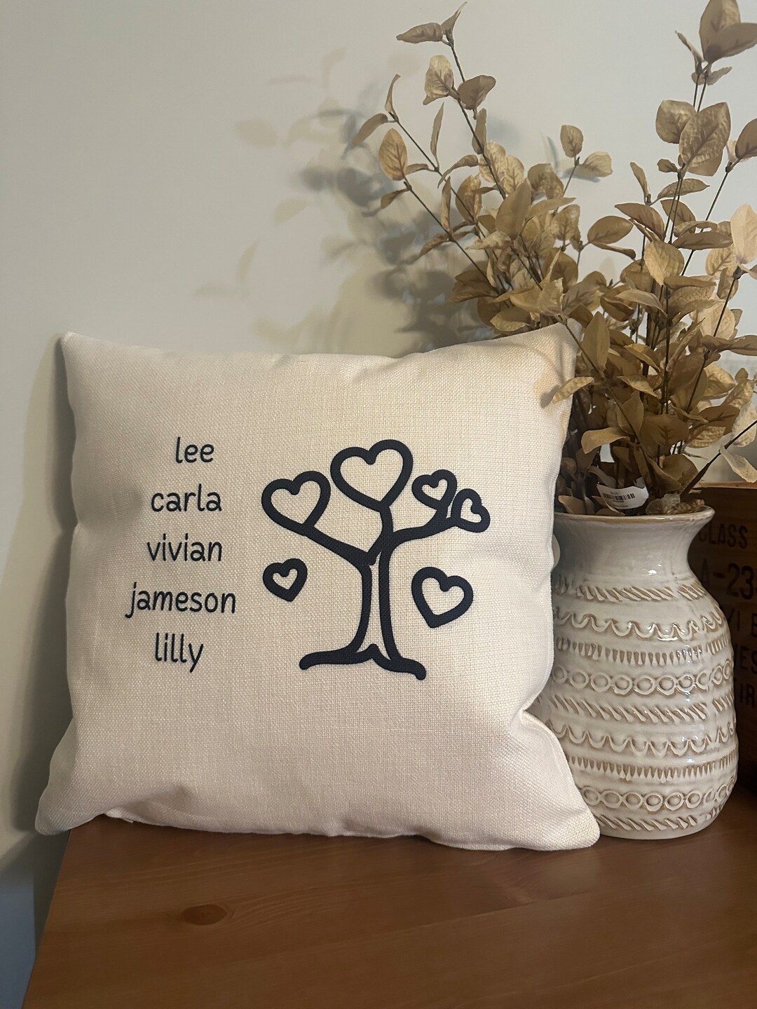 Custom Family Tree Pillow Cover Farmhouse Decor Pillowcase Custom Gifts