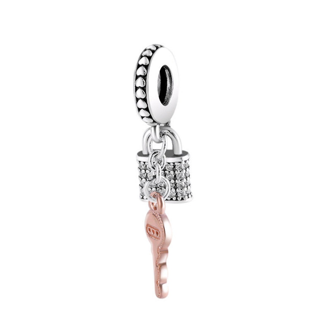 Ale 925 Pave Padlock & Key Dangle Charm Pandora Rose Gold Etsy
