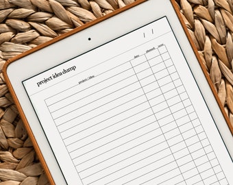 Project Idea Dump | Printable PDF | Canva Template | ADHD Brain Dump | Digital Planner | Project Management | Task Planner | Project Manager