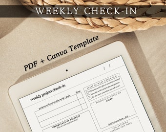 Check-in settimanale del progetto / PDF stampabile / Pianificatore ADHD / Modello Canva / Pianificatore di obiettivi digitali / Gestione progetti / Pianificatore di attività digitali