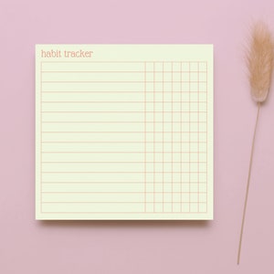 Habit Tracker Sticky Notepad  -  Dusty Green   -  50 Pages  -  3x3 in  -  Functional Sticky Notes