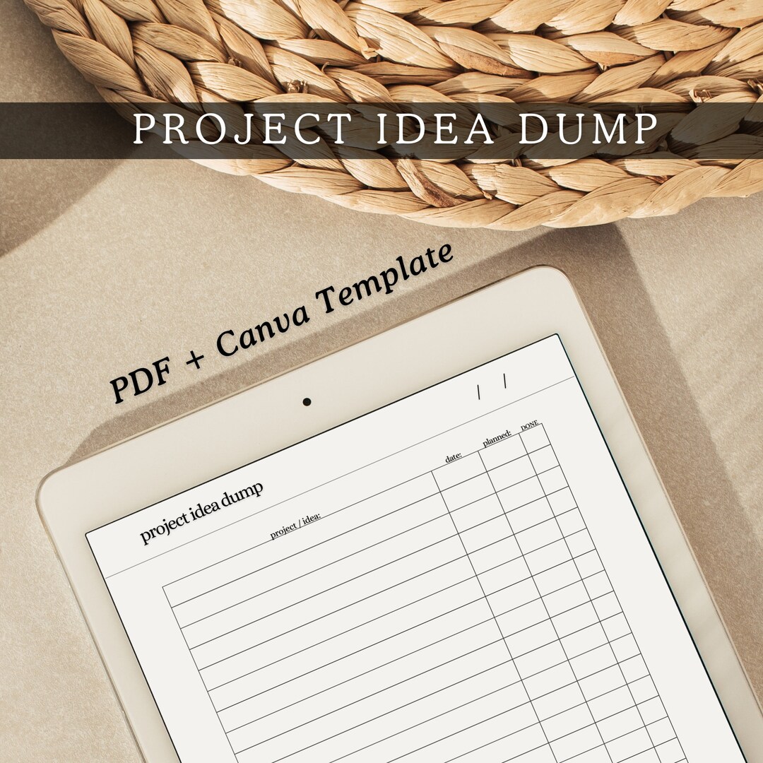 Project Idea Dump | Printable PDF | Canva Template | ADHD Brain Dump ...