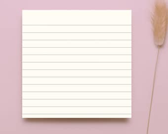 Lined Sticky Notepad  -  Cream   -  50 Pages  -  3x3 in  -  Functional Sticky Notes