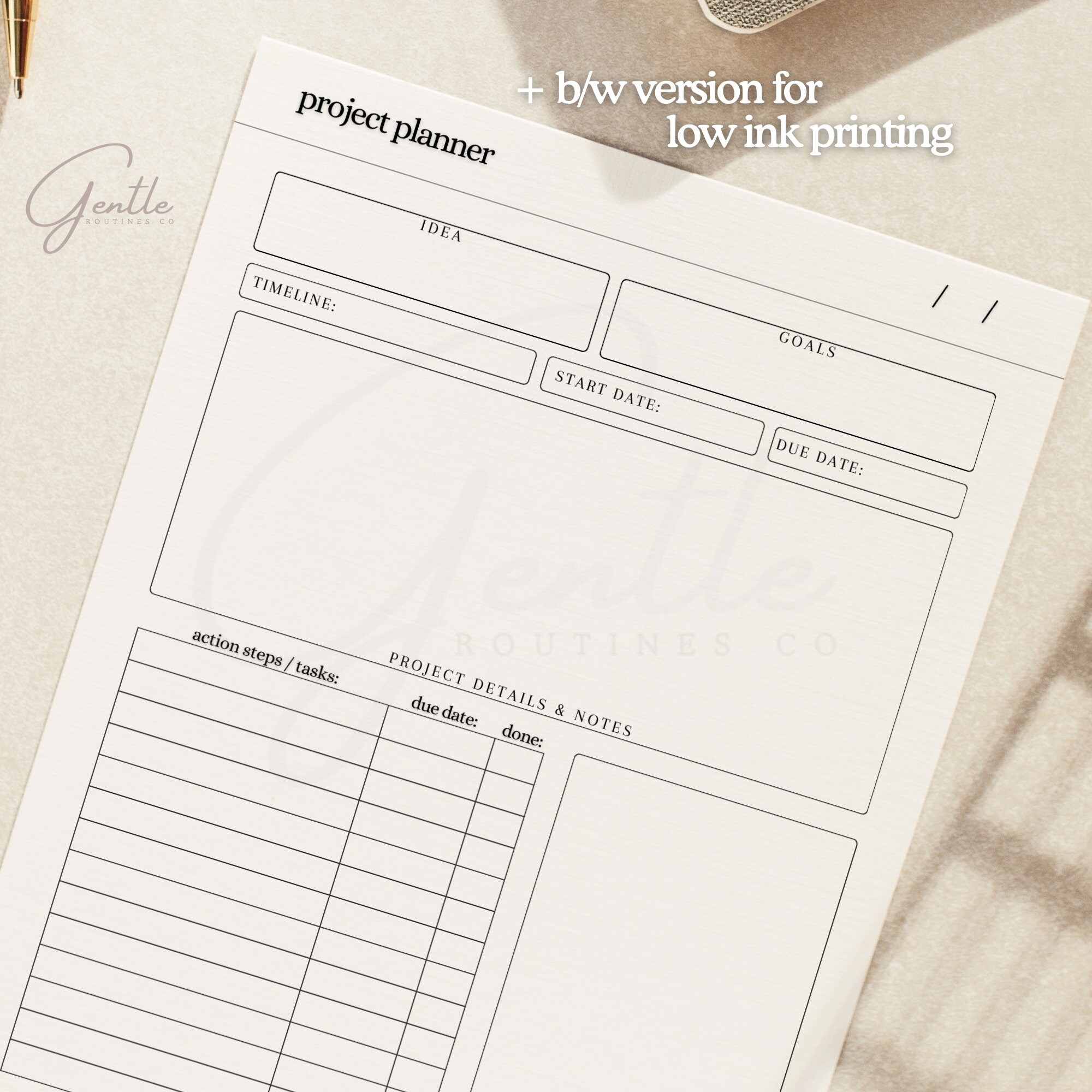Project Planner Printable PDF Canva Template Digital Goal Planner ...