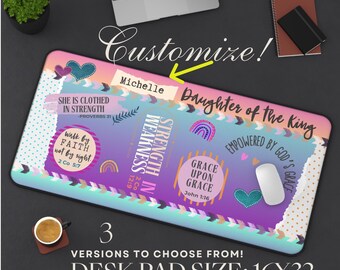 Desk mat, Personalize Large Biblical Verses for gift, Bible Faith Inspiring Mouse Pad, Religious Desktop Decor desk pad, college student
