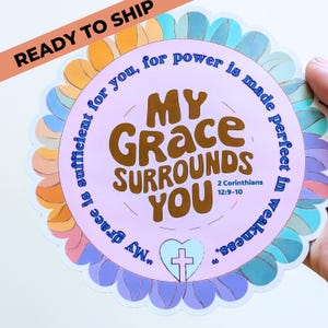 BUNDLE! Christian Car or Fridge Magnet AND bible verse sticker, 5-inch magnet and 2.5-inch waterproof and vinyl sticker, sticker laptop