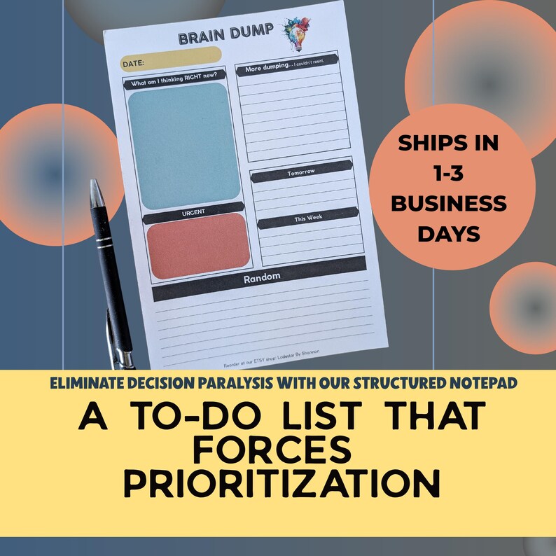 ADHD Brain Dump Notepad, 50-Sheet Daily Organizer image 2