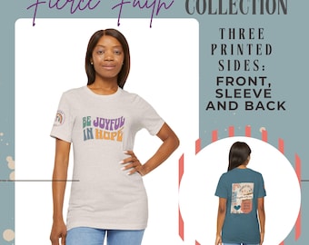 Christian T-shirt, Romans 12:12, Be Joyful in Hope, Biblical Womens Tee, Short Sleeve Gift, Sister, Friend in Christ, Bible verse tshirt