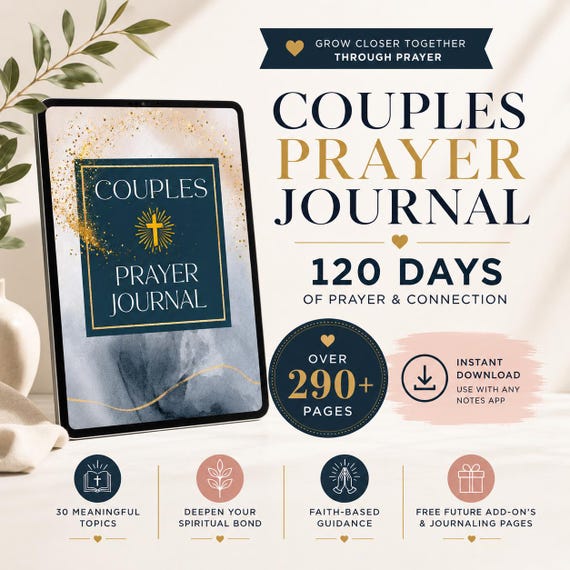 Couples Prayer Journal: 120 Daily Prayers, Christian Married Digital Prayers, Faith based Marriage Planner, Wedding Couple Workbook,