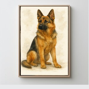 German Shepherd Watercolor Digital Print | Instant Download Dog Wall Art | German Shepherd Printable Pet Portrait for Dog Lovers, Home Decor