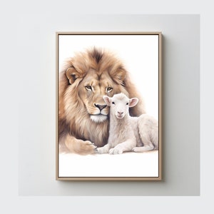 The Lion and the Lamb, Scripture, Jesus the Lion of Judah and the Lamb of God, Bible The King as a Lion, the Savior as the Lamb. Holy Peace