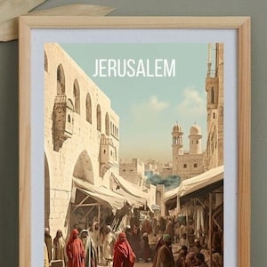 Jerusalem Poster Original Art Depiction of Jerusalem in the days of Jesus Christ INSTANT DOWNLOAD Holy Land Digital Wall Art Gift Bible Art