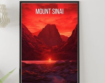 Mount Sinai Poster print art-Holy land wall art, Moses of scripture received the 10 commandments. The mountain where Moses met God.