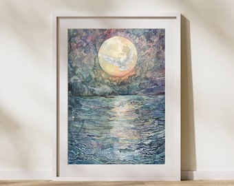 Genesis 1:2 Watercolor Print, Spirit of God Art (Digital Download)
