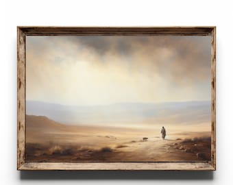 Jesus Hinterlässt die 99 für 1 verlorenes Schaf. Digitale Wandkunst. Bibelkunst INSTANT DOWNLOAD Digital Home Decor Schriftentwurf. Vintage Kunst Design.