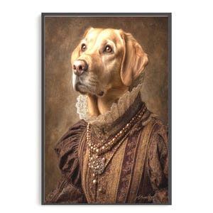 Dog Portrait Wall Art Digital Dog Design Custom Pet Portrait Loyal Dog Lover Gift Home Décor Golden Retriever Royalty Dog Print Art Design
