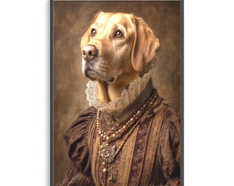 Portret Golden Retrievera Królowej | Spersonalizowana sztuka dla zwierząt (pobranie cyfrowe)
