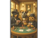 Vintage Pet Portrait Photo Realism, Dog Portrait, Unique Poker Dogs, Digital Art, Cute Home Design, Instant Download. Dog Wall Decor