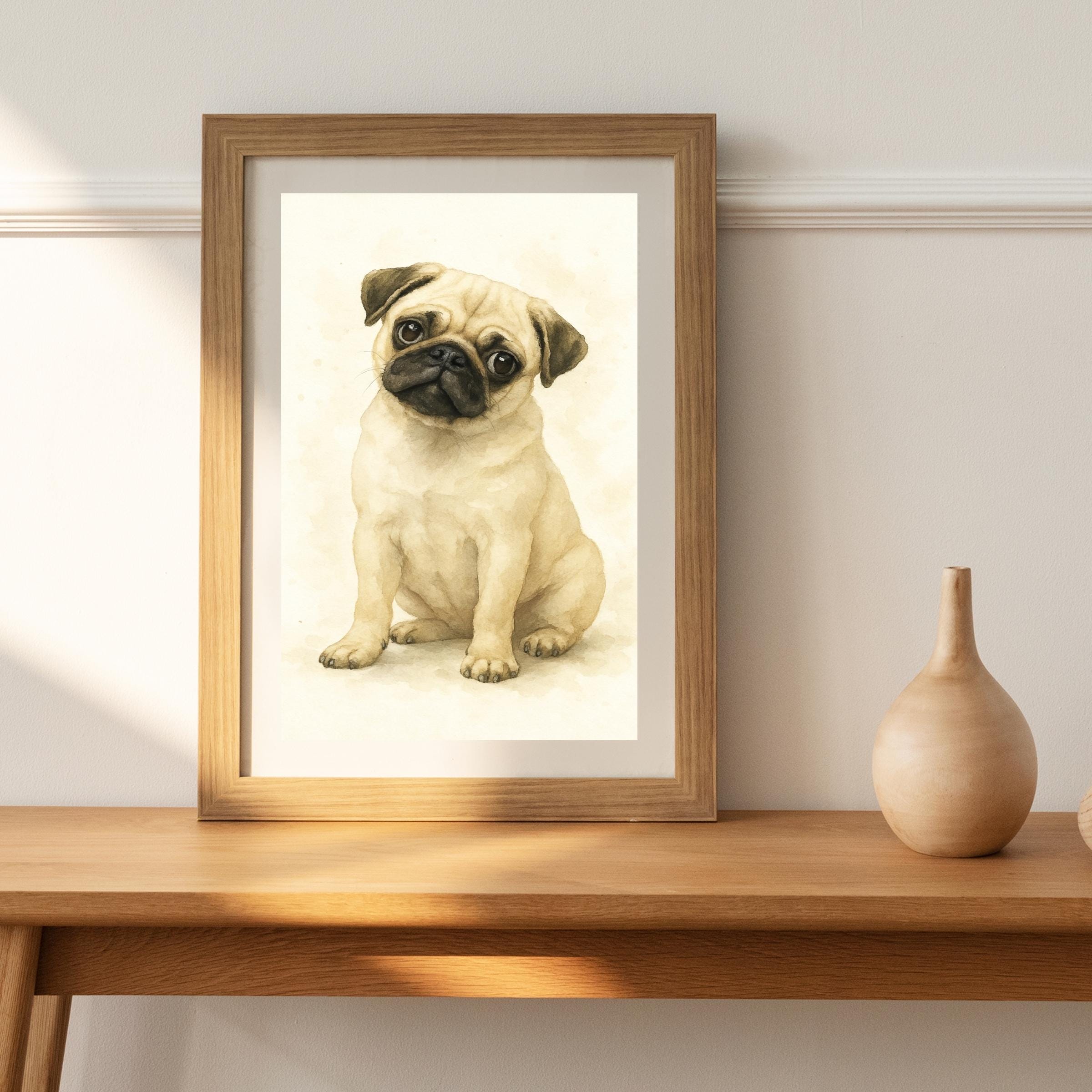 Pug Dog Watercolor Digital Print | Instant Download Dog Wall Art ...